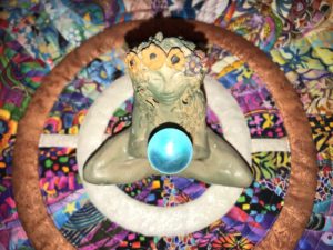 3D render of goddess Gaia holding a ball