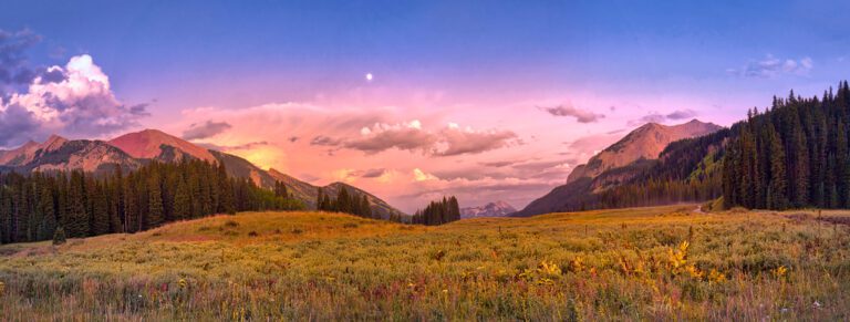 Colorful sunset in country roads